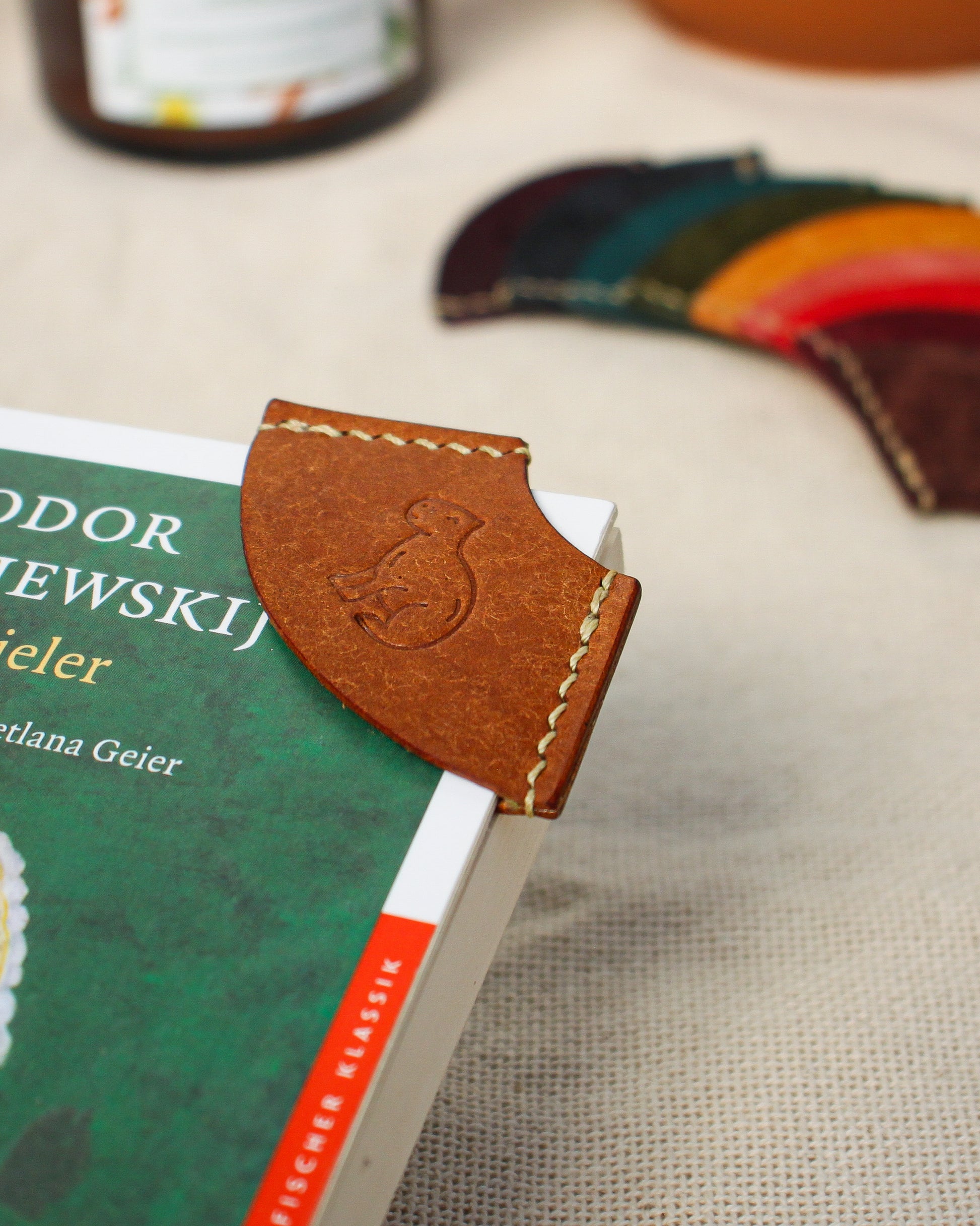 Handstitched Leather Bookmark - Capybara Design