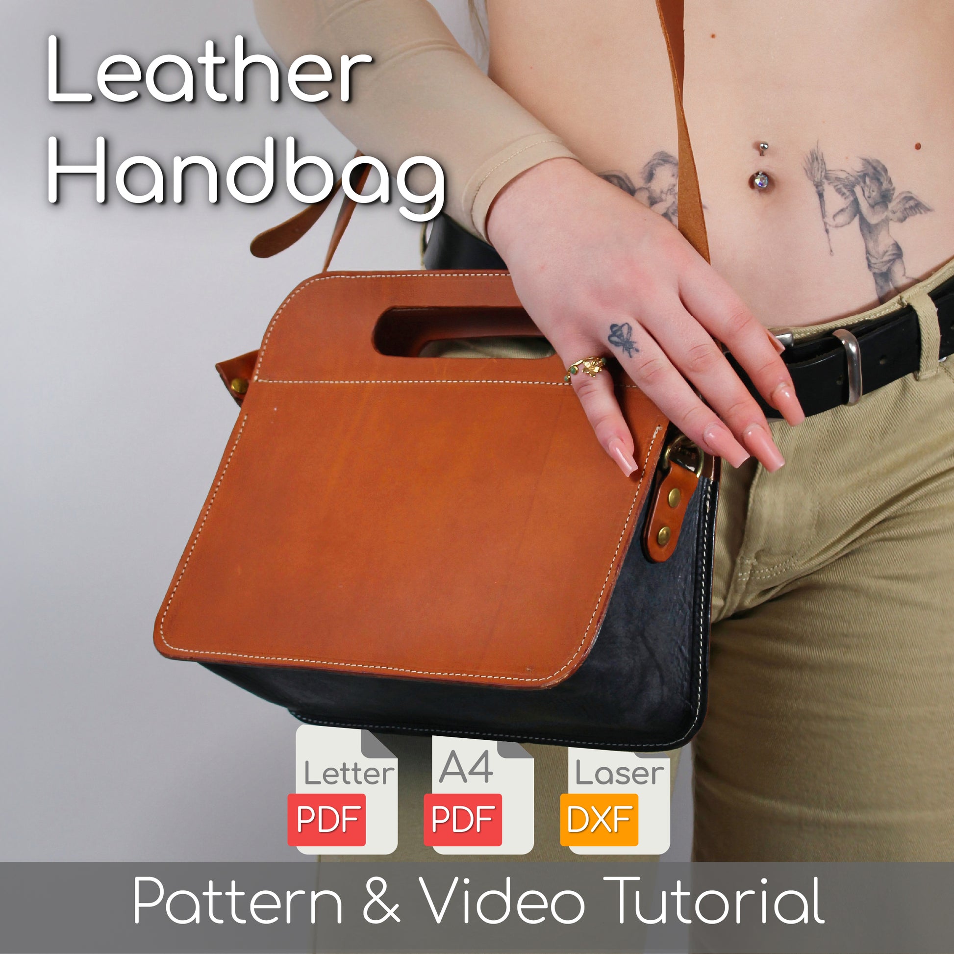 Leather Handbag Pattern with Integrated Handles