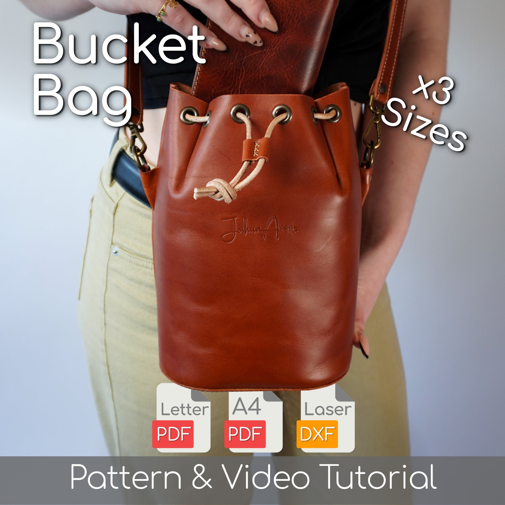 Leather Bucket Bag Pattern - 3 Different Sizes