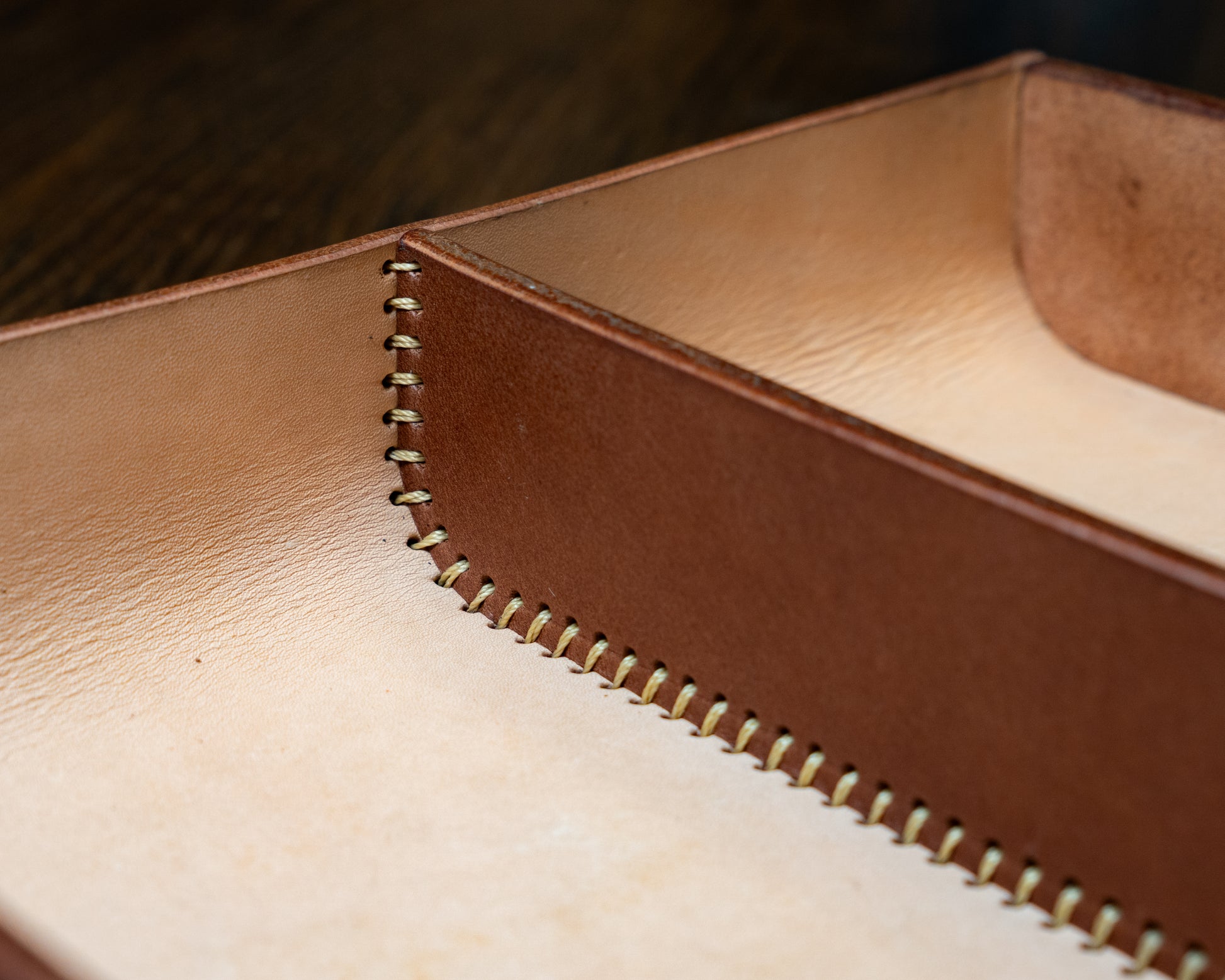 Leather Tray with compartments Pattern