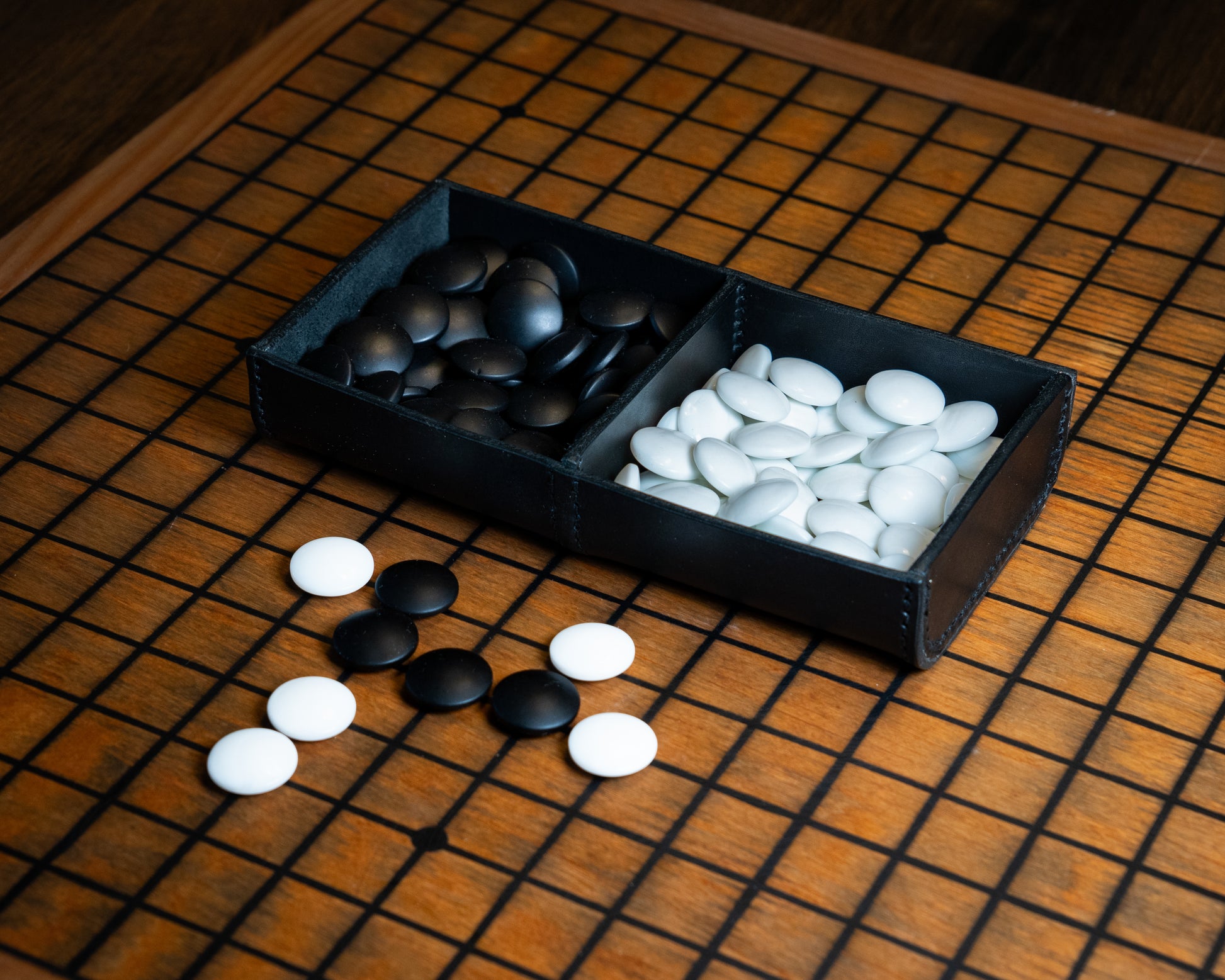 Leather Tray with compartments Pattern