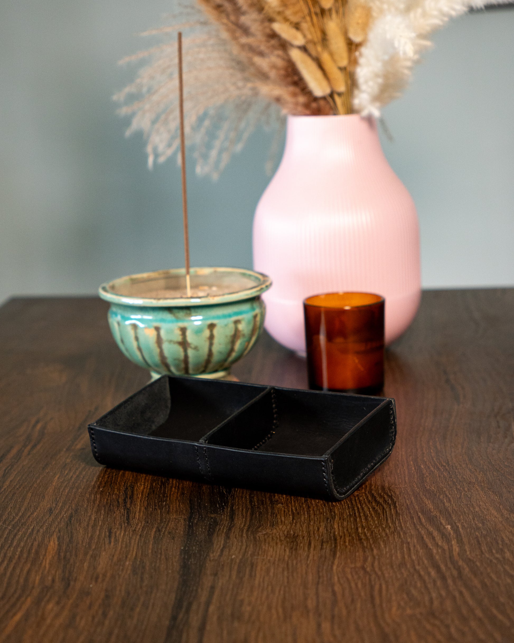 Leather Tray with compartments Pattern