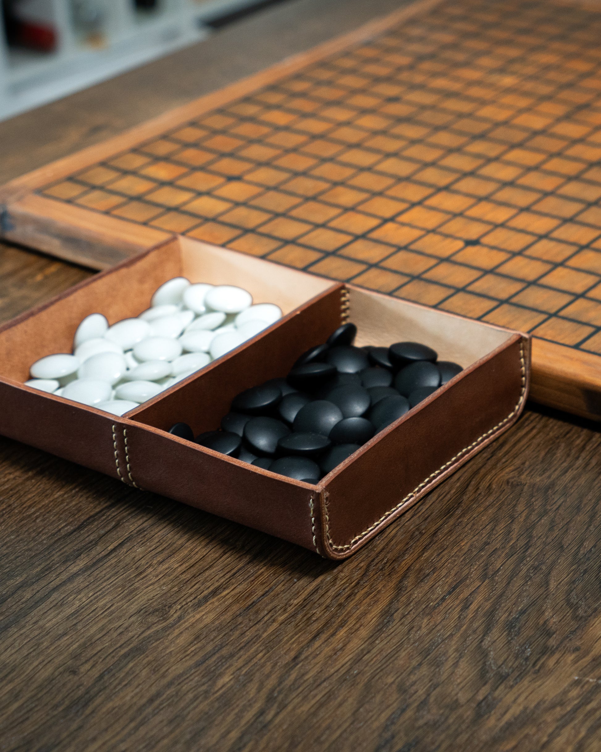 Leather Tray with compartments Pattern