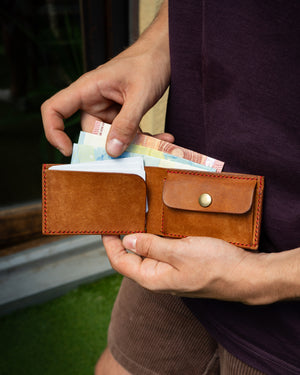 Handgenähter kompakter Falt-Geldbeutel