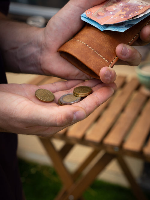Geldklammer-Geldbörse, faltbare Ledergeldbörse mit Münzfach