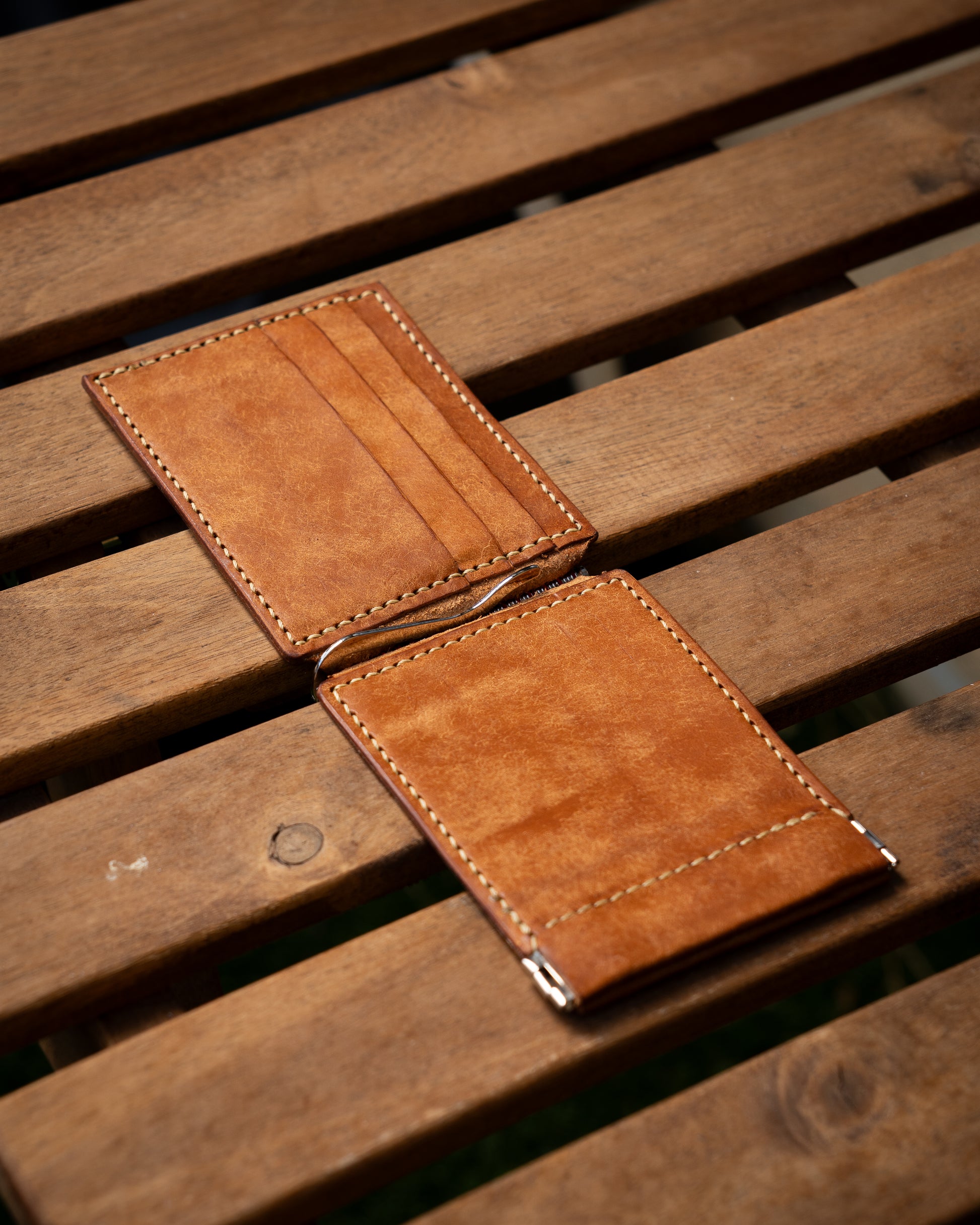 Money Clip Wallet Leather Bifold Wallet with Coin Pouch