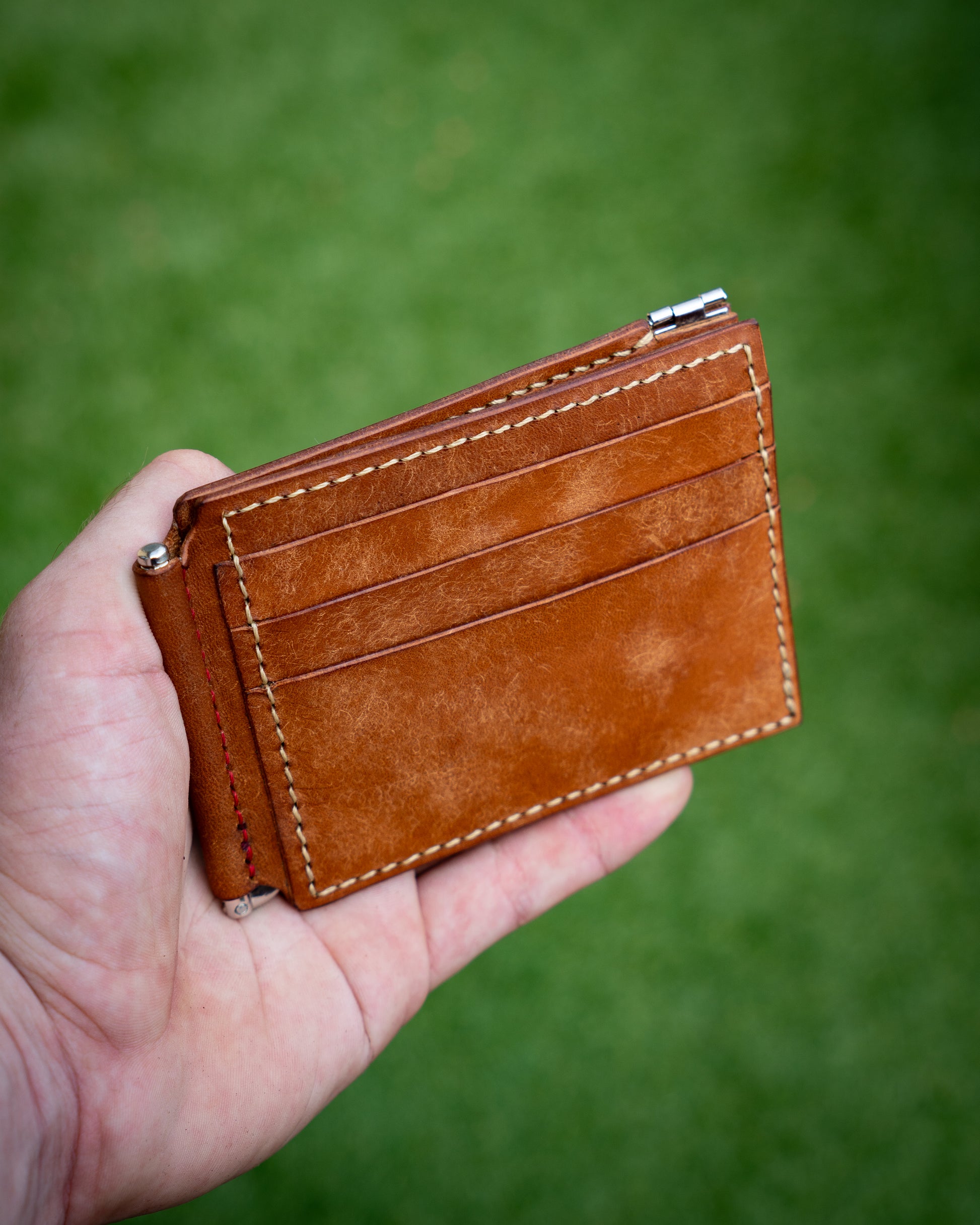 Money Clip Wallet Leather Bifold Wallet with Coin Pouch