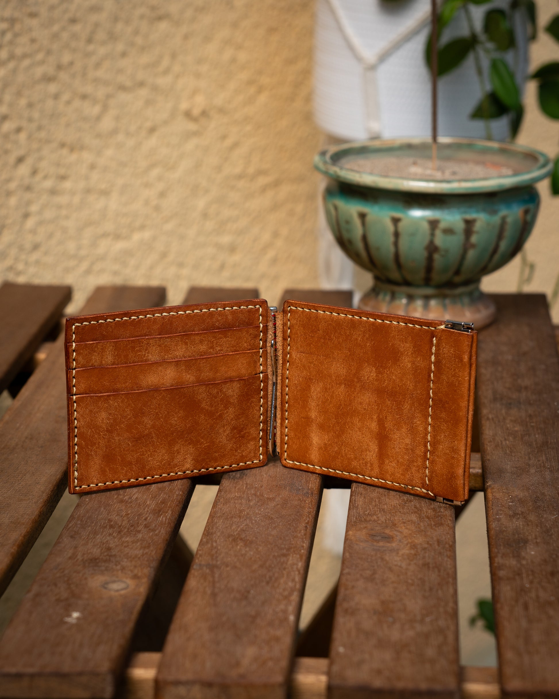 Money Clip Wallet Leather Bifold Wallet with Coin Pouch