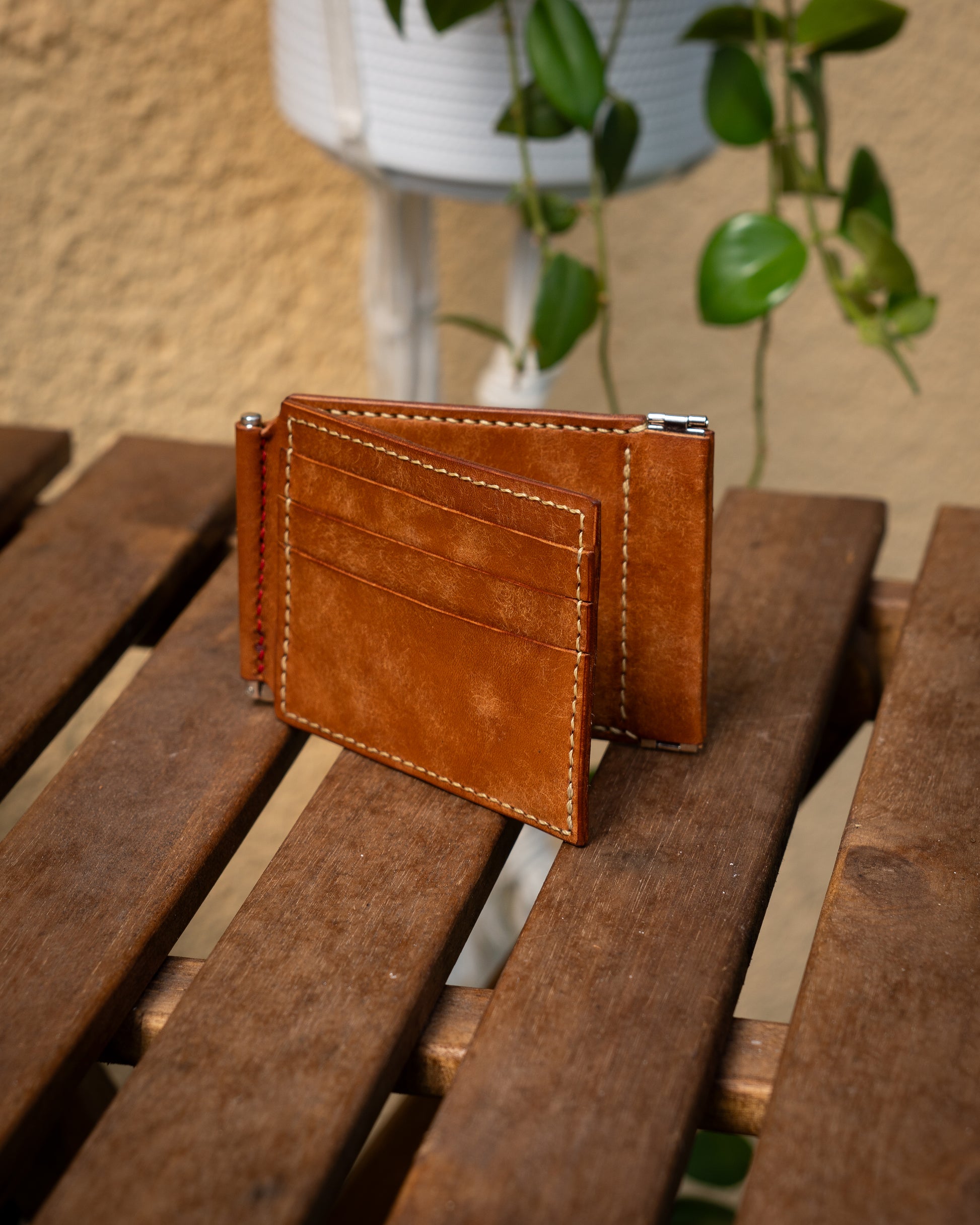 Money Clip Wallet Leather Bifold Wallet with Coin Pouch