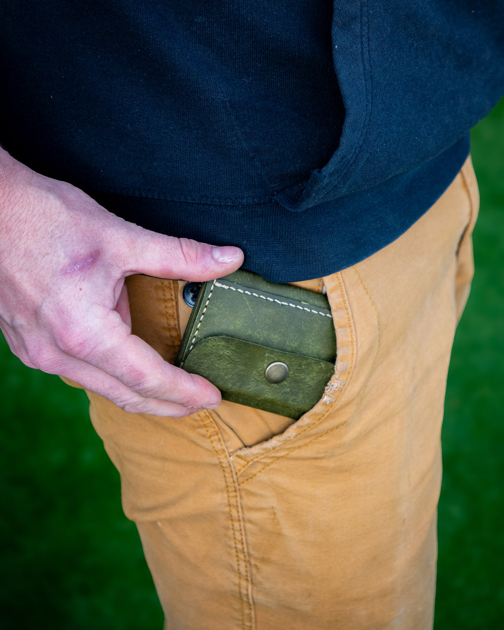 Hangenähter Falt Geldbeutel in kompaktem Format