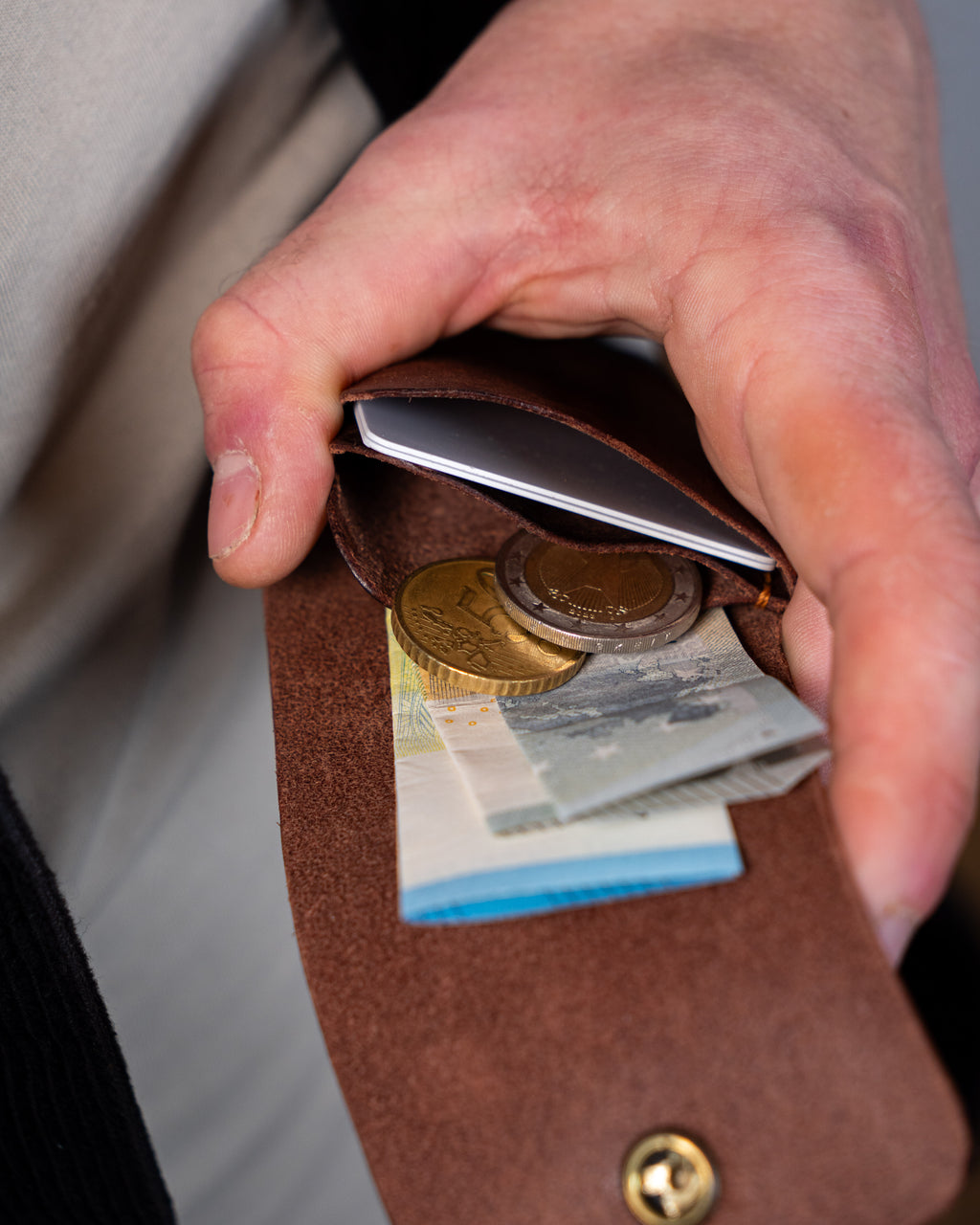Kompakter Leder Geldbeutel mit Innenfächer
