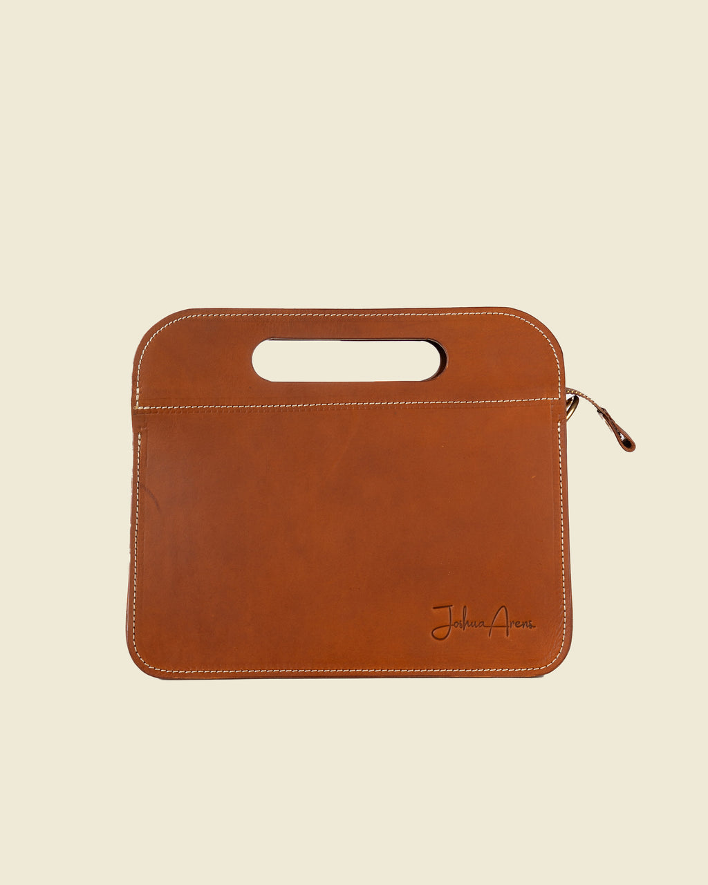 Leather handbag with carrying handle