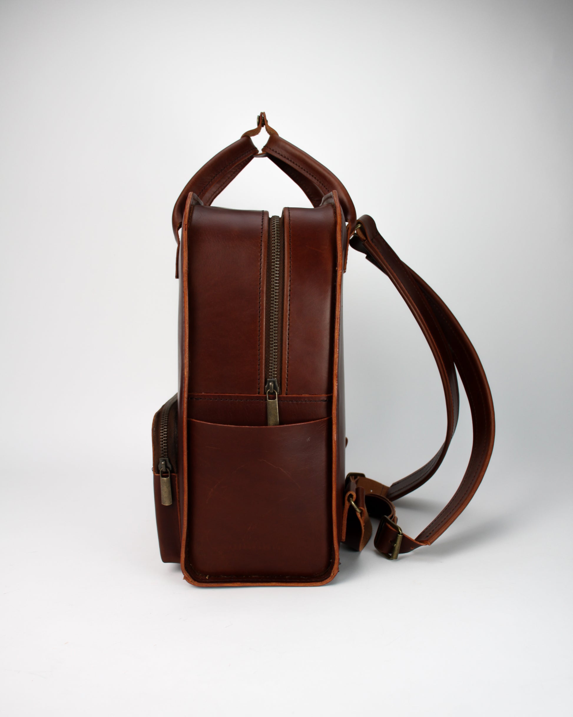 Large Leather Square Backpack