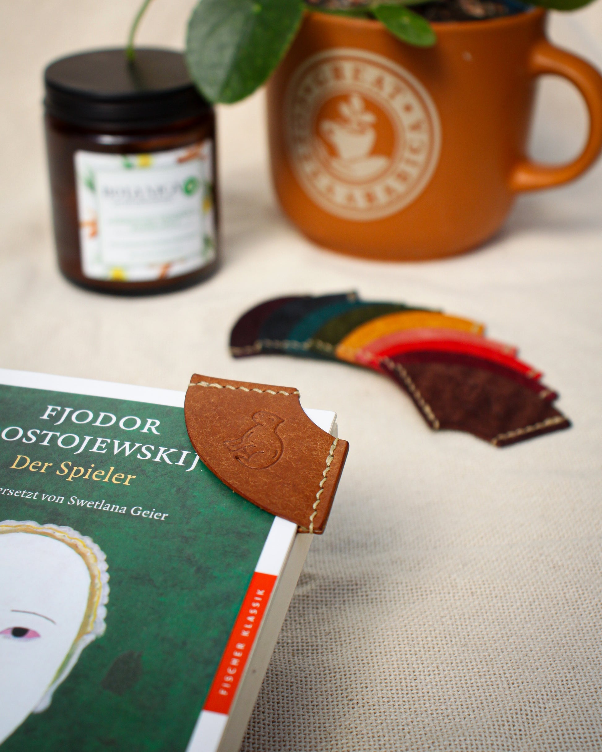 Handstitched Leather Bookmark - Capybara Design