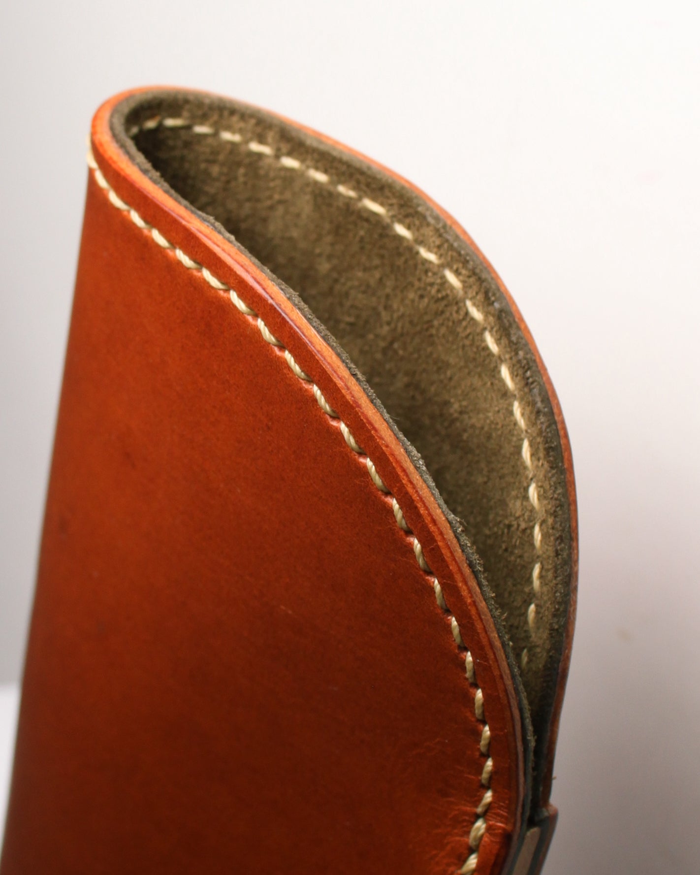 Handstitched Leather Glasses Case with Velour Lining and polished edges