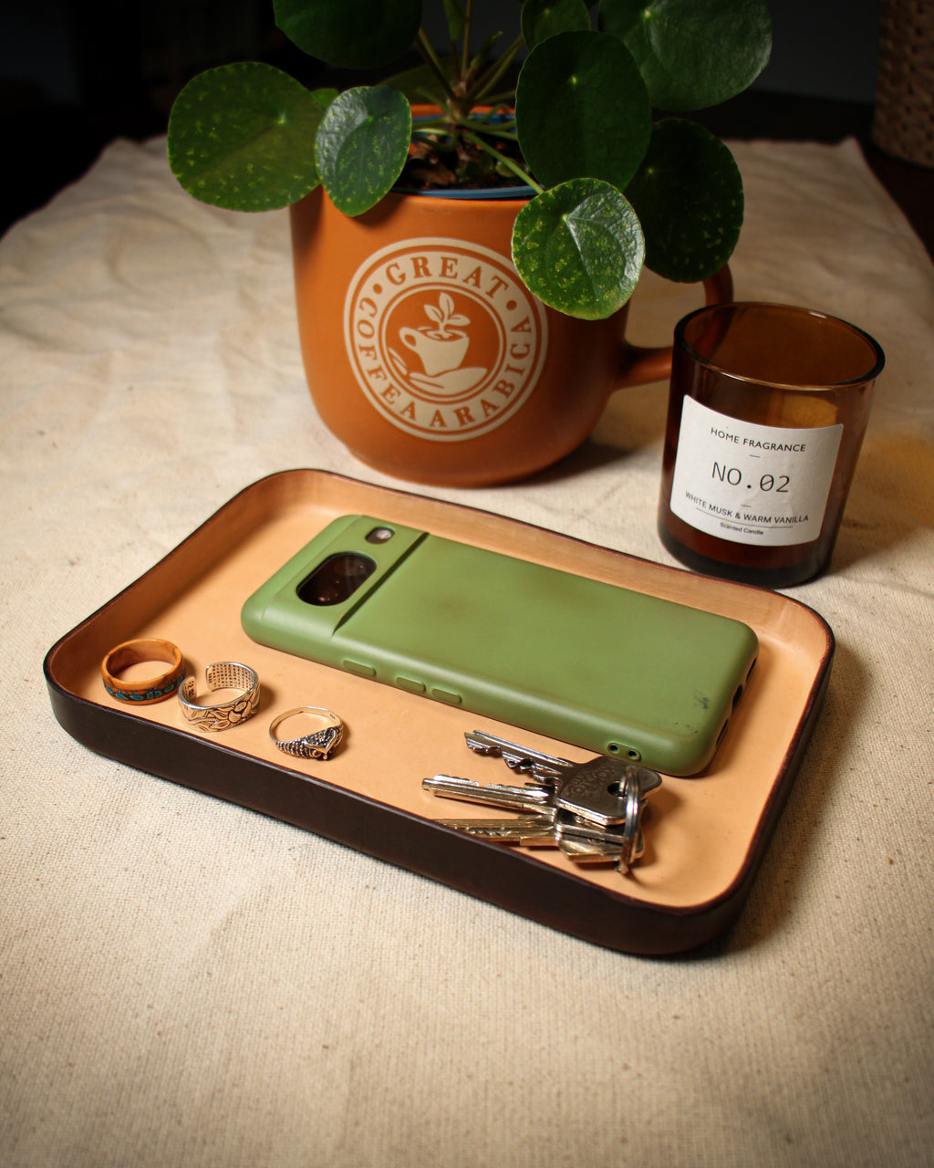 Rectangular Leather Tray Desk Organizer