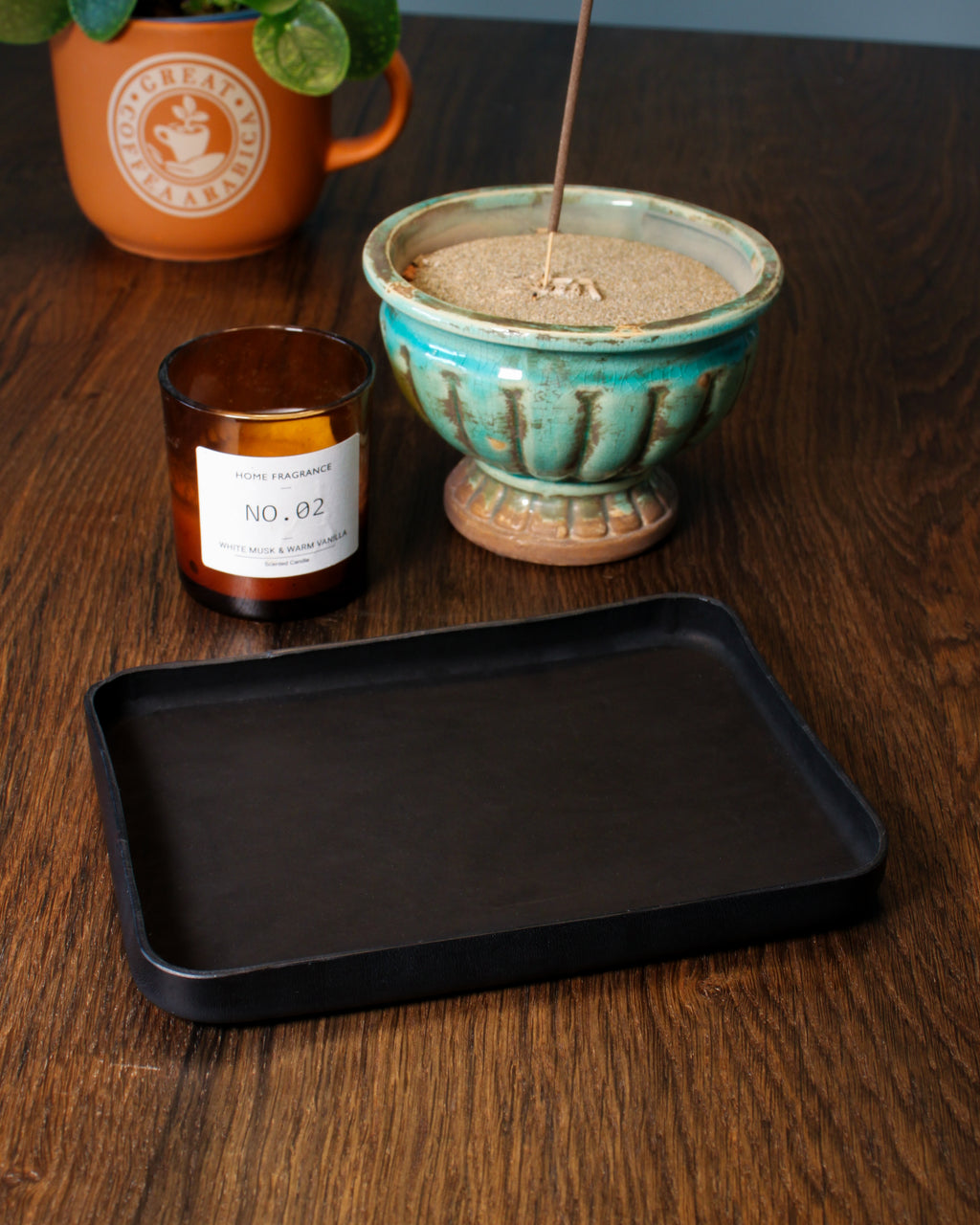 Rectangular Leather Tray Desk Organizer