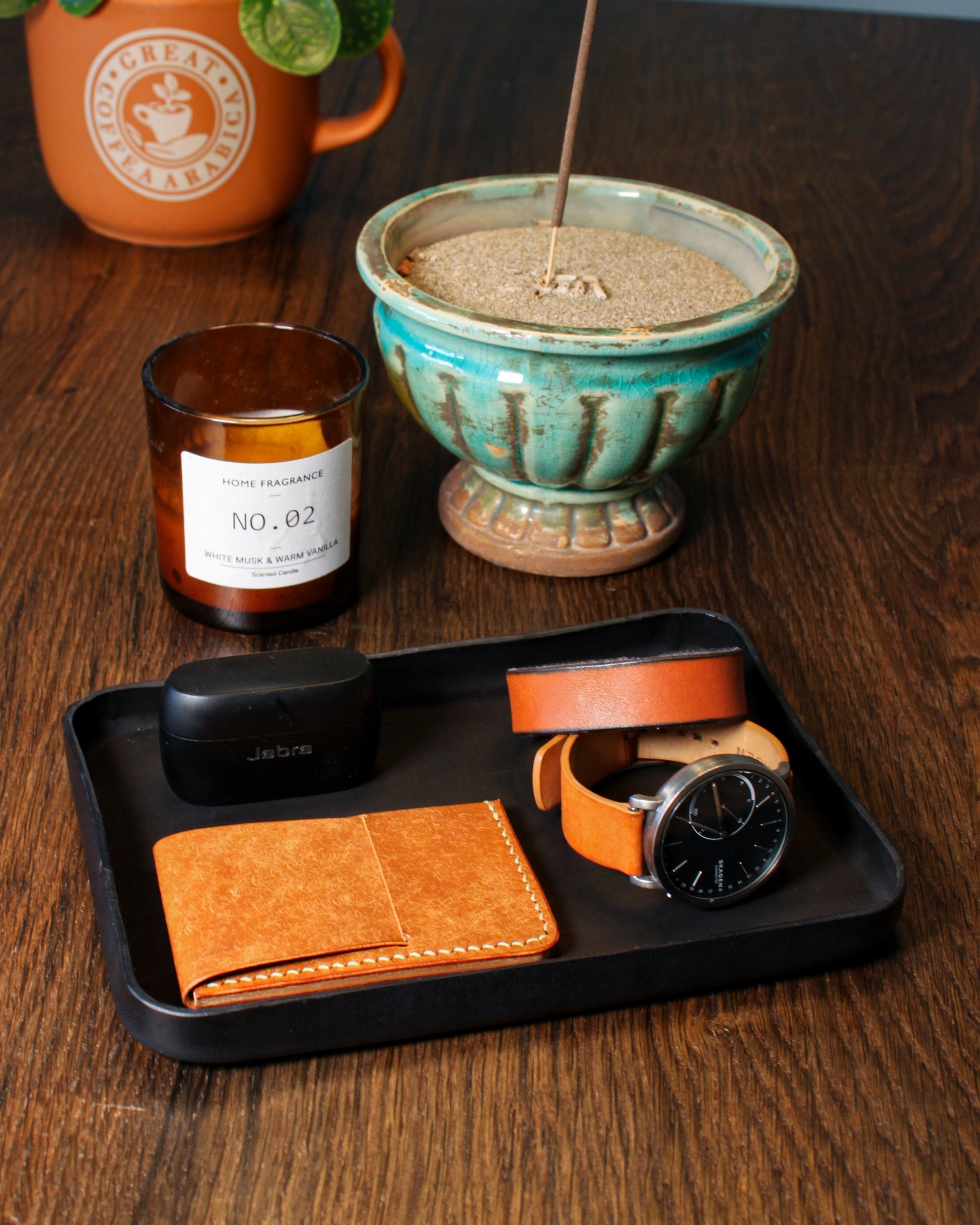 Rectangular Leather Tray Desk Organizer