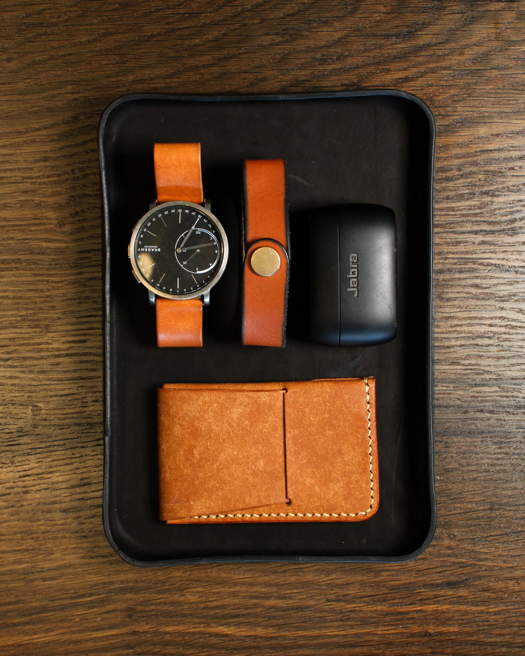 Rectangular Leather Tray Desk Organizer