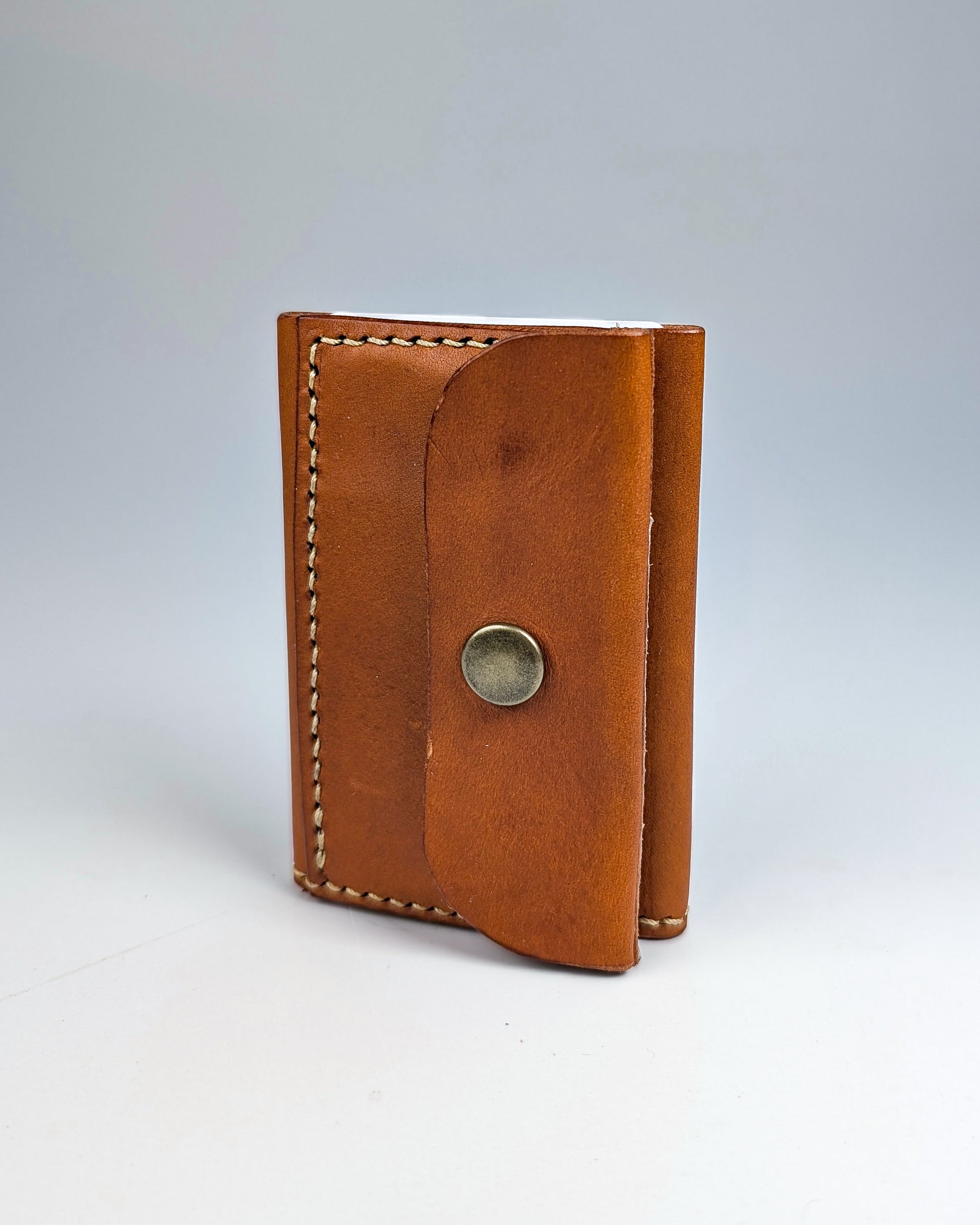 Hand-Stitched Slim Leather Tri-Fold Wallet