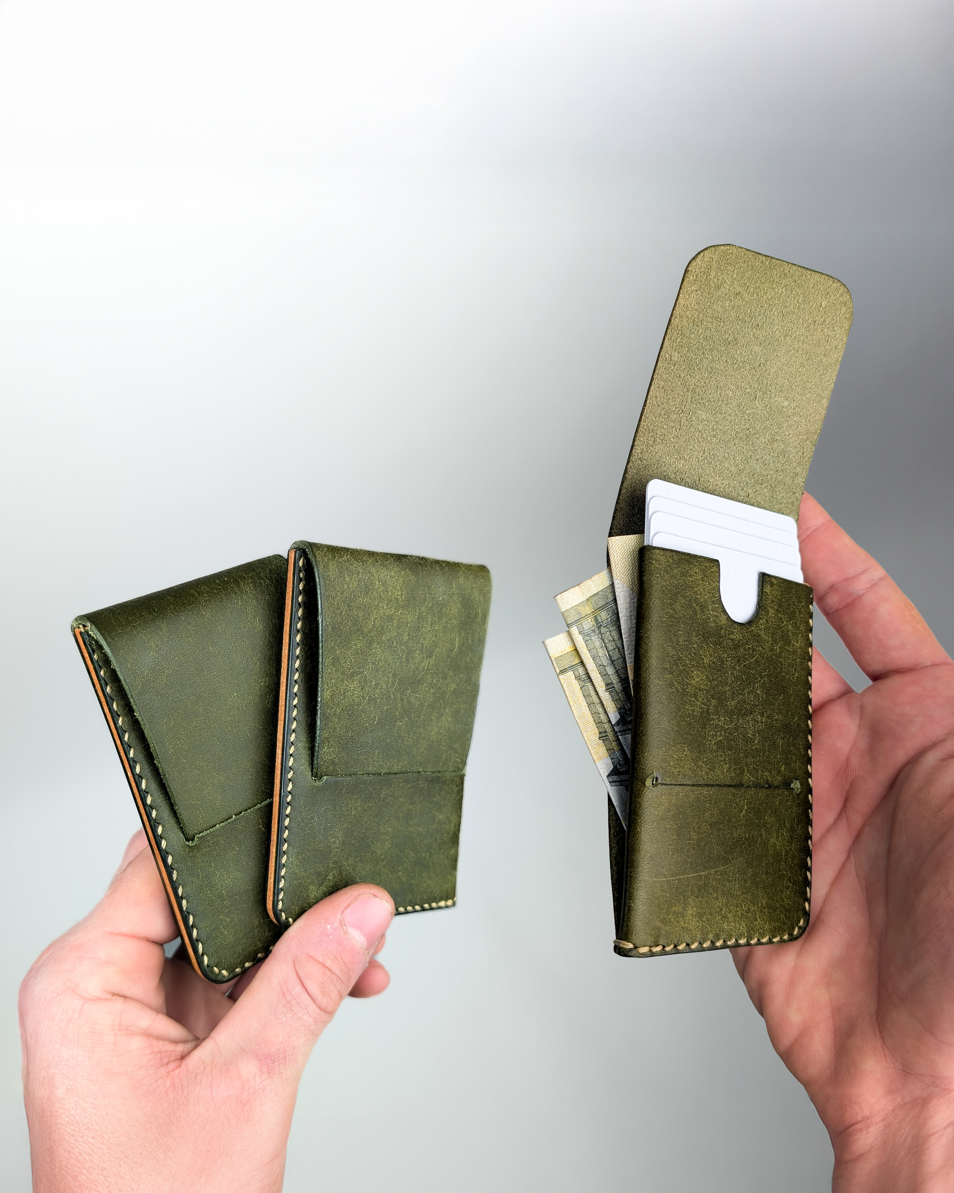 Compact Leather Card Wallet & Cash Holder - Minimalist Card Holder, Gift Idea, Multiple Colors and Personalization Available
