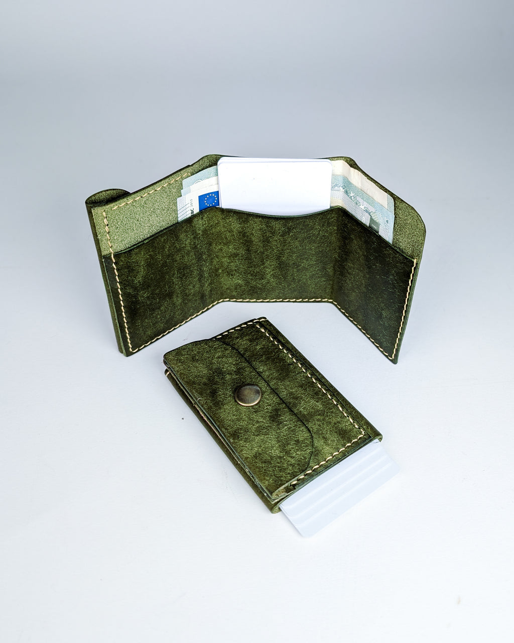 Hand-Stitched Slim Leather Tri-Fold Wallet