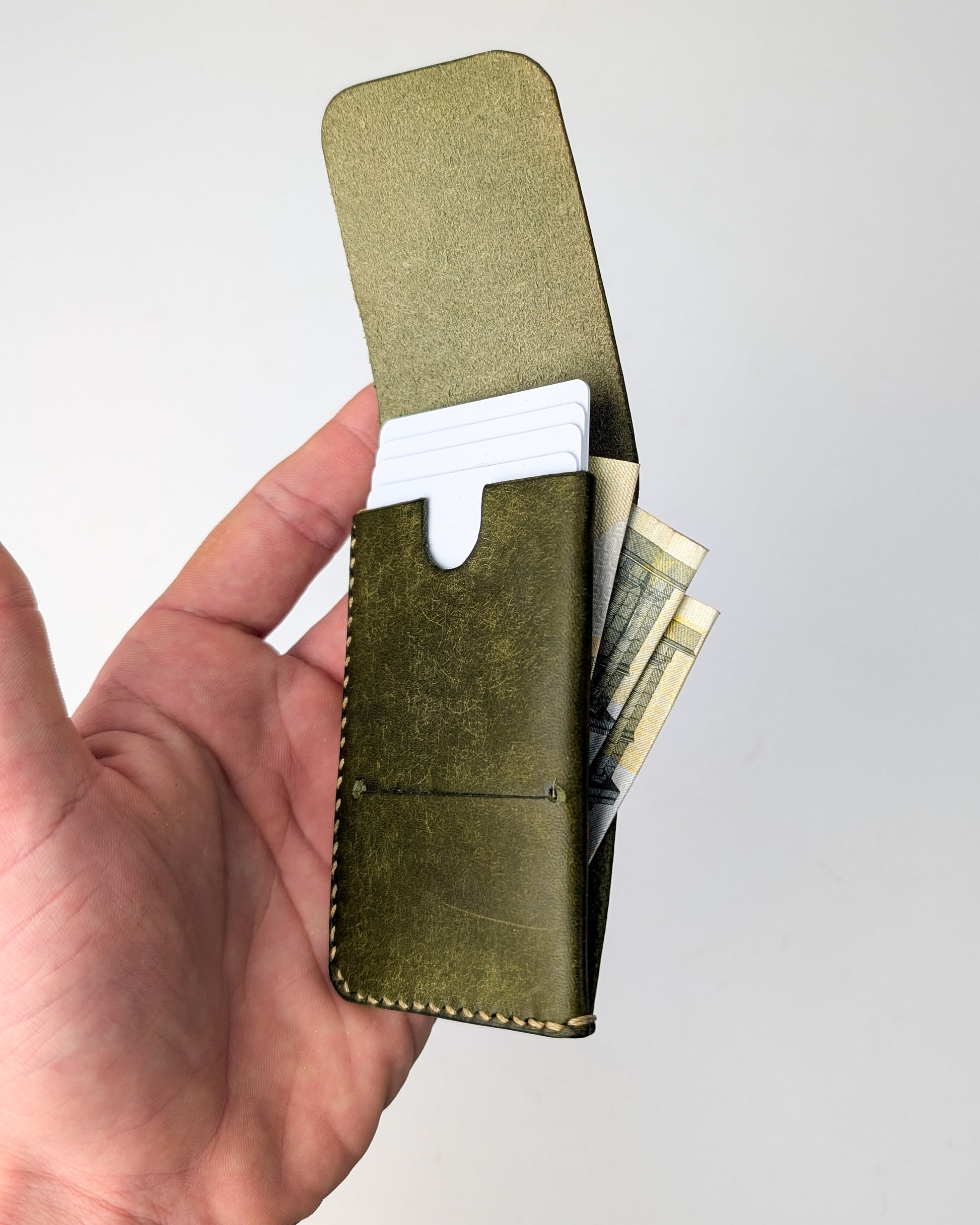 Compact Leather Card Wallet & Cash Holder - Minimalist Card Holder, Gift Idea, Multiple Colors and Personalization Available