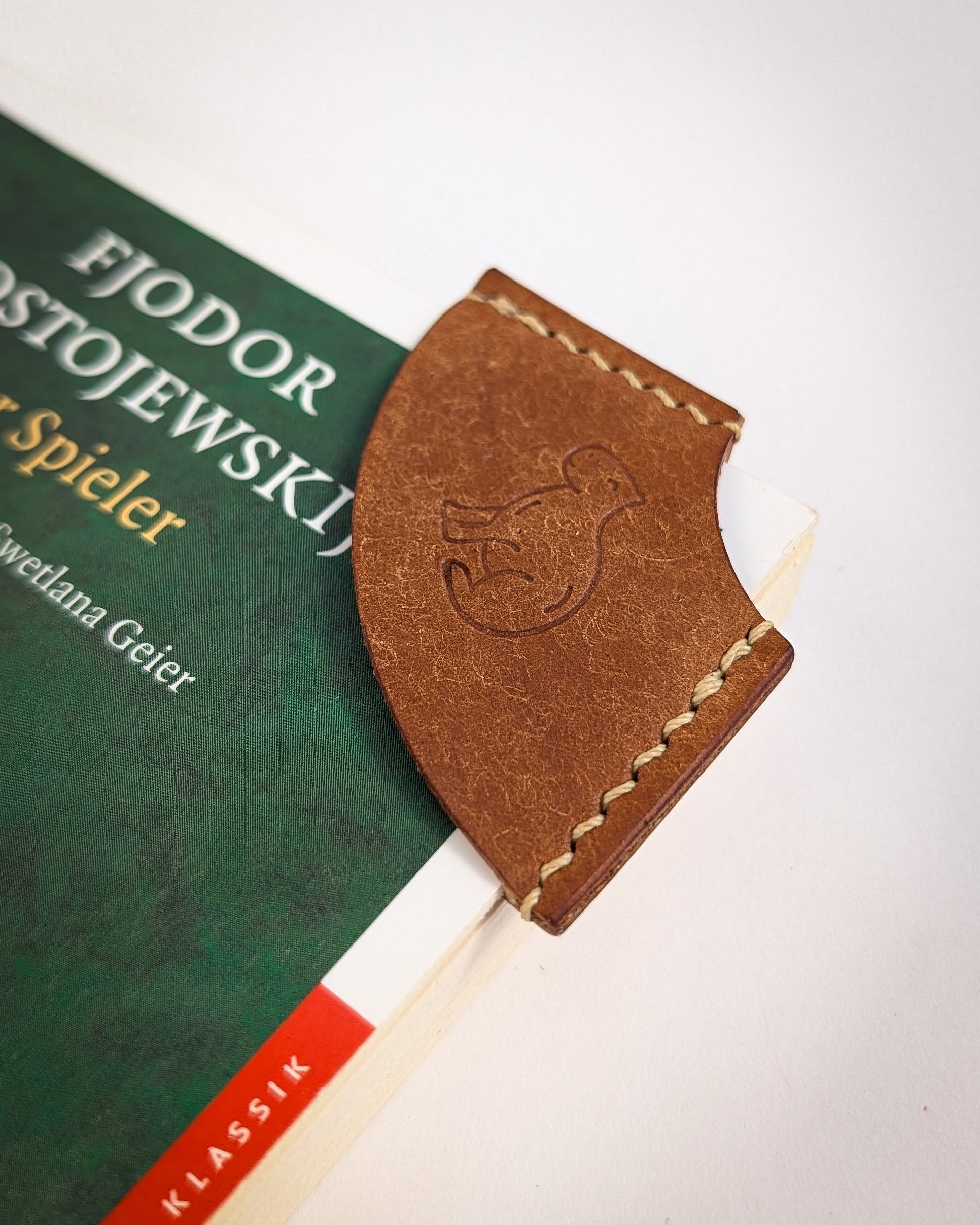 Handstitched Leather Bookmark - Capybara Design
