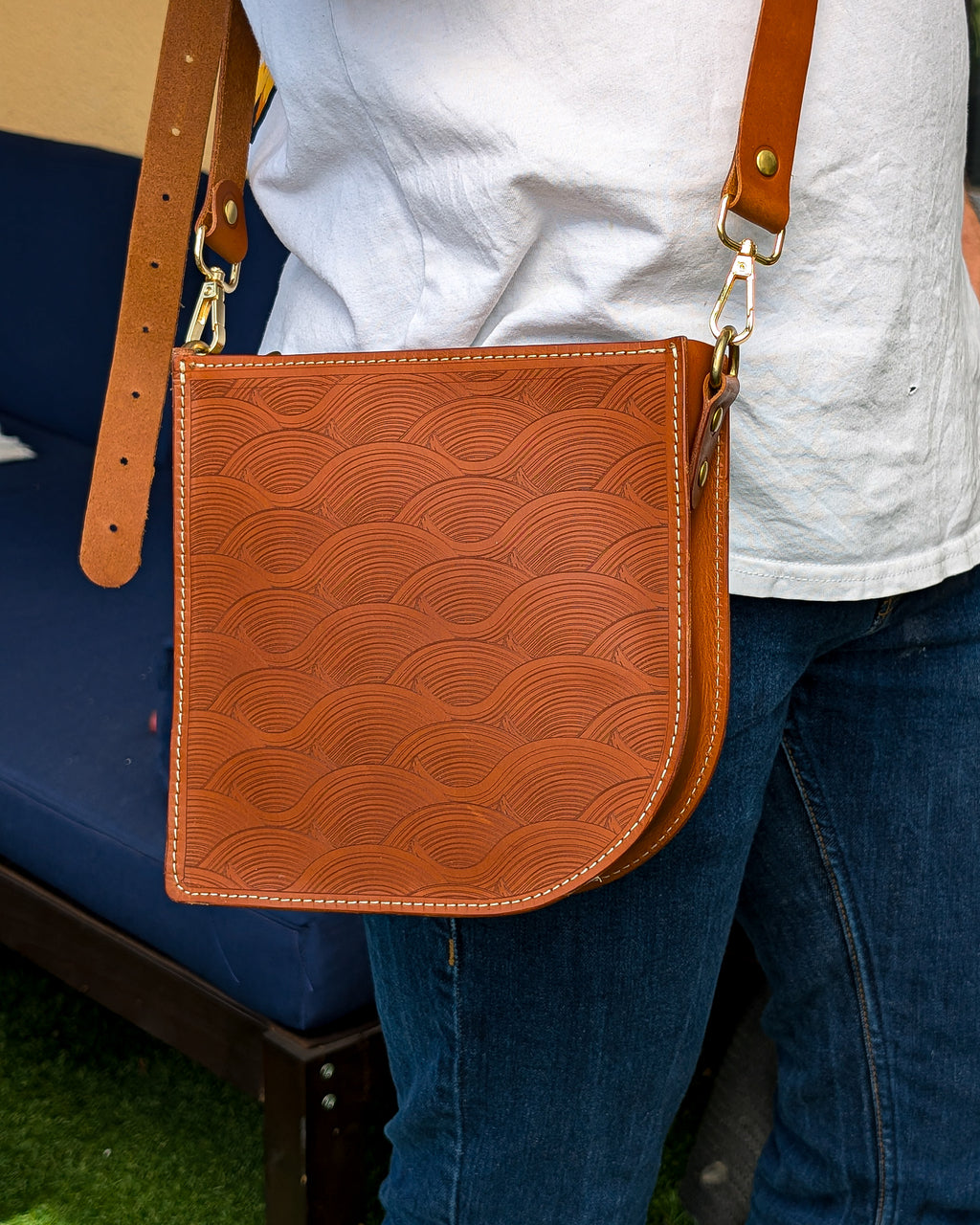 Printed Asymetric Leather Bag Pattern