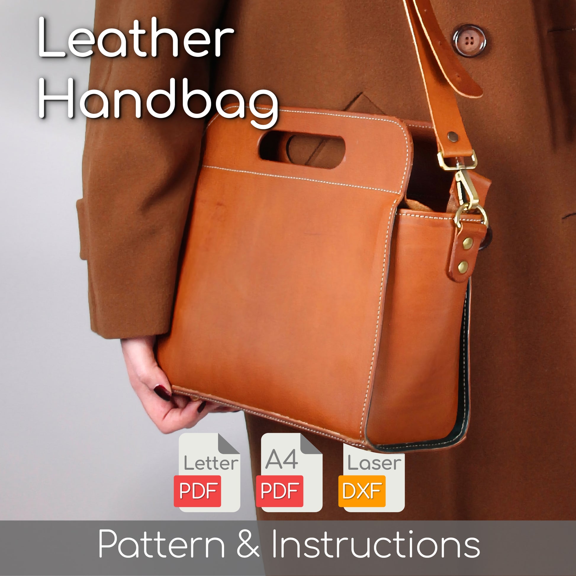 Leather Handbag Pattern with Integrated Handles