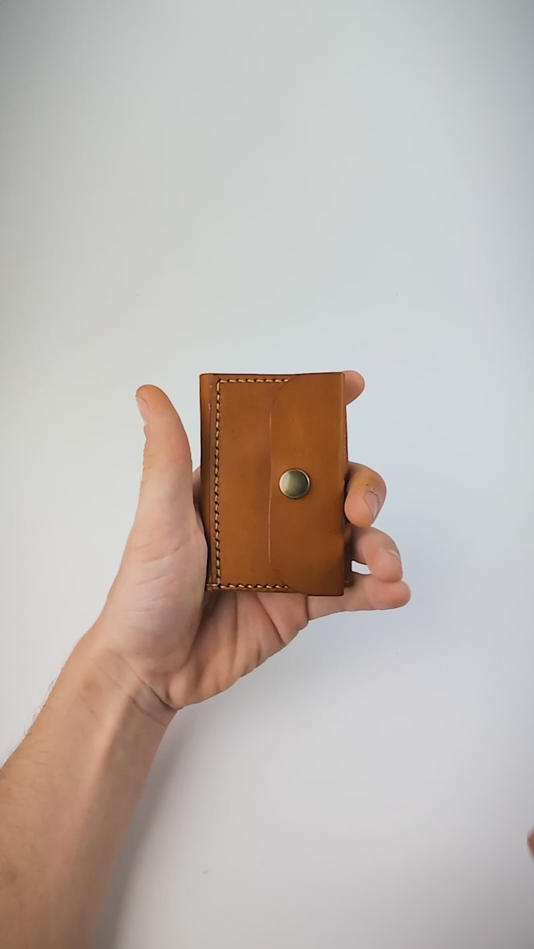 Hand-Stitched Slim Leather Tri-Fold Wallet