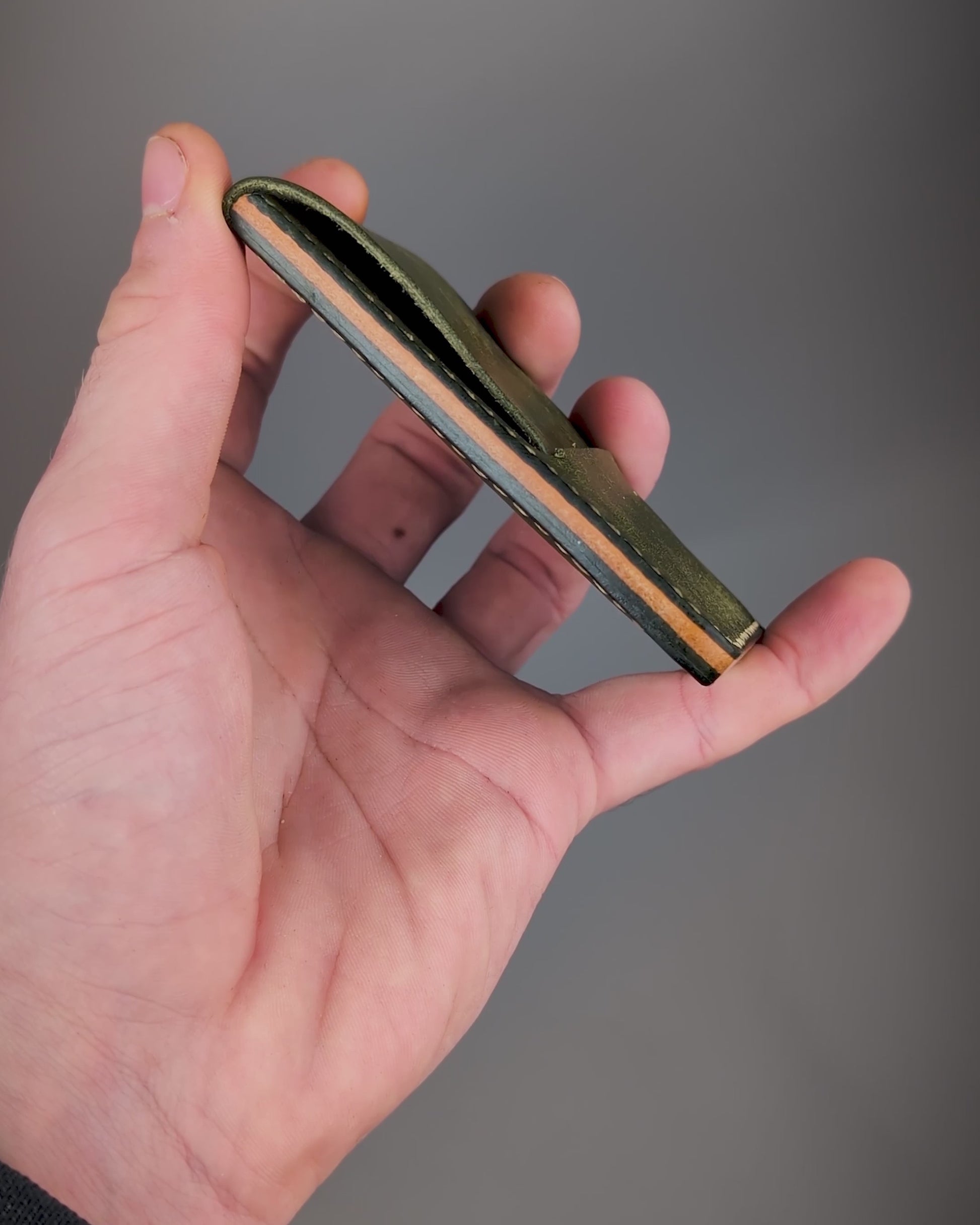 Compact leather wallet for cards and bills